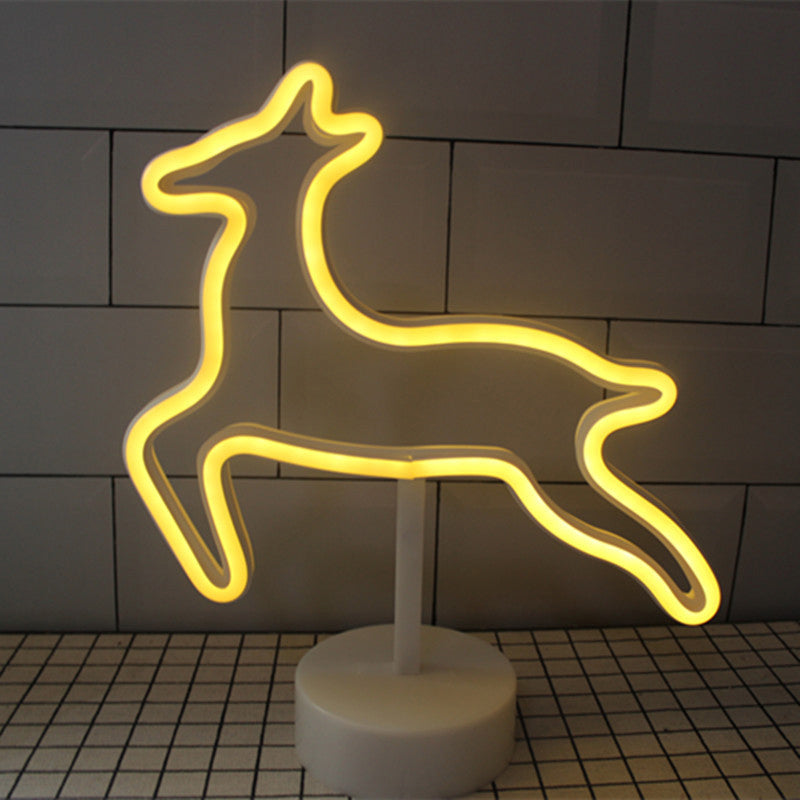Vivolux | Plastik Cartoon LED Tischlampe Zeitgenössische Neon Nachtbeleuchtung in Weiß für Schlafzimmer