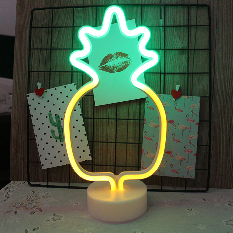 Vivolux | Plastik Cartoon LED Tischlampe Zeitgenössische Neon Nachtbeleuchtung in Weiß für Schlafzimmer
