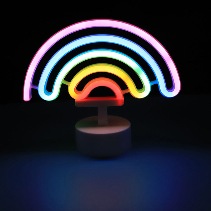Vivolux | Plastik Cartoon LED Tischlampe Zeitgenössische Neon Nachtbeleuchtung in Weiß für Schlafzimmer