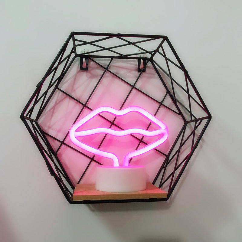 Vivolux | Plastik Cartoon LED Tischlampe Zeitgenössische Neon Nachtbeleuchtung in Weiß für Schlafzimmer