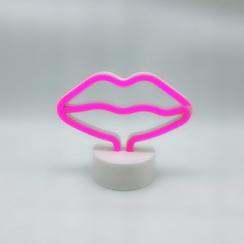 Vivolux | Plastik Cartoon LED Tischlampe Zeitgenössische Neon Nachtbeleuchtung in Weiß für Schlafzimmer