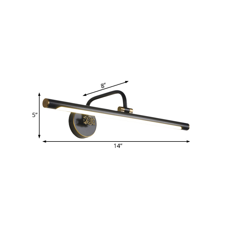 Vivolux | Schwarz/Antikmessing LED Wandleuchte Traditionelle Metall Lineare Make-Up Beleuchtung in Weiß/Warm/Naturlicht, 14"/18"/23" B