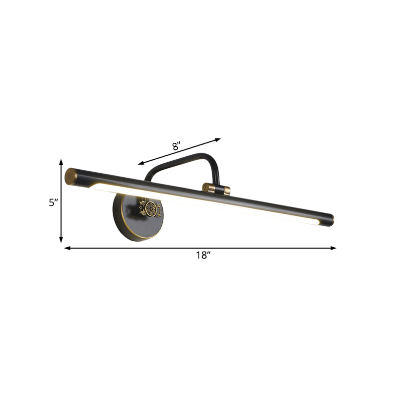 Vivolux | Schwarz/Antikmessing LED Wandleuchte Traditionelle Metall Lineare Make-Up Beleuchtung in Weiß/Warm/Naturlicht, 14"/18"/23" B