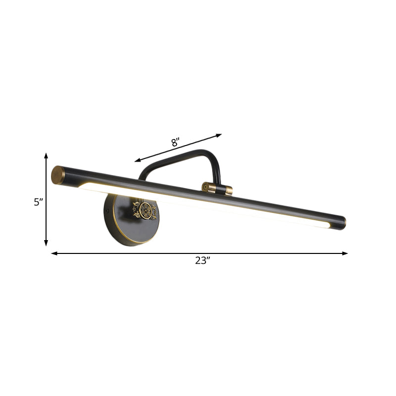 Vivolux | Schwarz/Antikmessing LED Wandleuchte Traditionelle Metall Lineare Make-Up Beleuchtung in Weiß/Warm/Naturlicht, 14"/18"/23" B