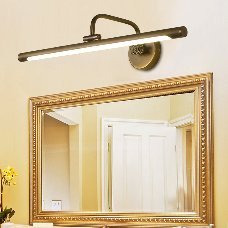 Vivolux | Schwarz/Antikmessing LED Wandleuchte Traditionelle Metall Lineare Make-Up Beleuchtung in Weiß/Warm/Naturlicht, 14"/18"/23" B
