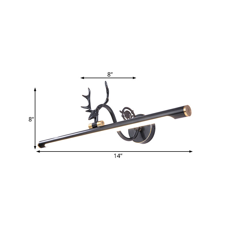Vivolux | Schwarz/Antikmessing Verlängerte Wandleuchte Klassische Metall 14"/18"/23" W LED Badezimmer Wandleuchte Lampe in natürlichem Licht