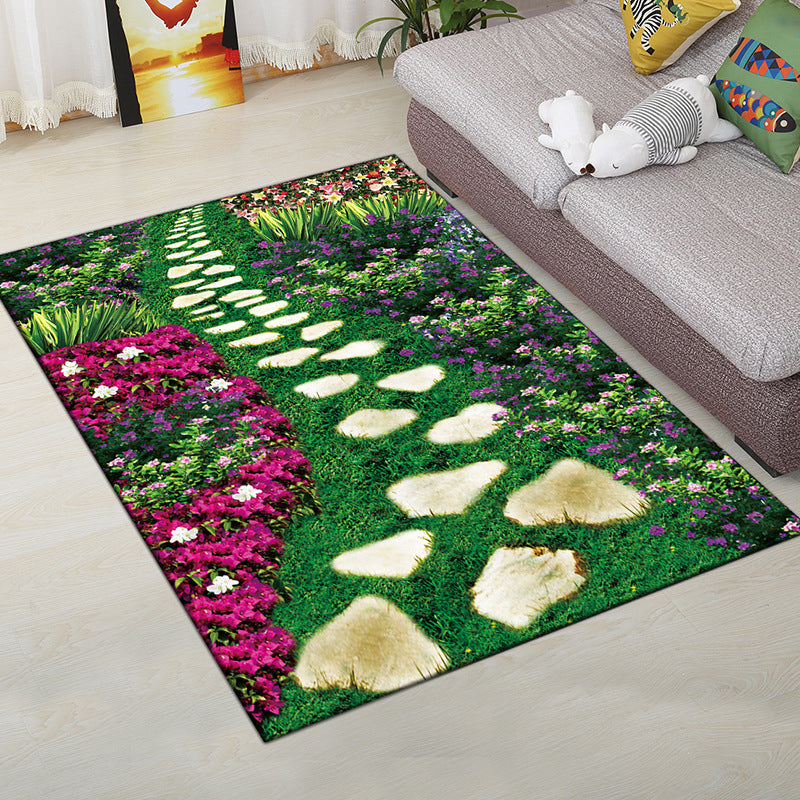 Vivolux | Mehrfarbiger moderner Teppich Polyester digitale Grafik Bodenmatte rutschfeste Rückseite tierfreundlicher waschbarer Teppich für Gästezimmer