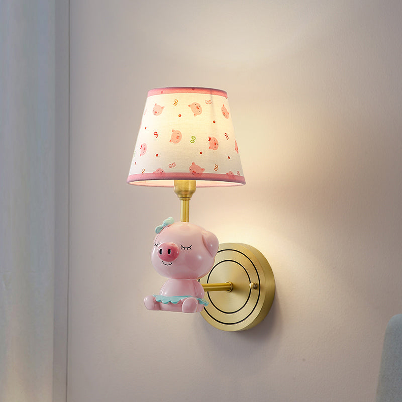 Vivolux | Rosa Schwein Wandbeleuchtung Moderne Wandlampe mit Comic-muster Empire Schirm