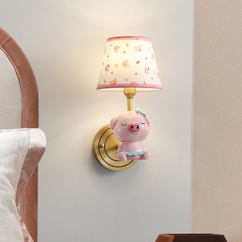 Vivolux | Rosa Schwein Wandbeleuchtung Moderne Wandlampe mit Comic-muster Empire Schirm