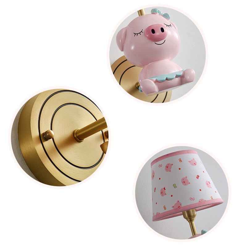 Vivolux | Rosa Schwein Wandbeleuchtung Moderne Wandlampe mit Comic-muster Empire Schirm