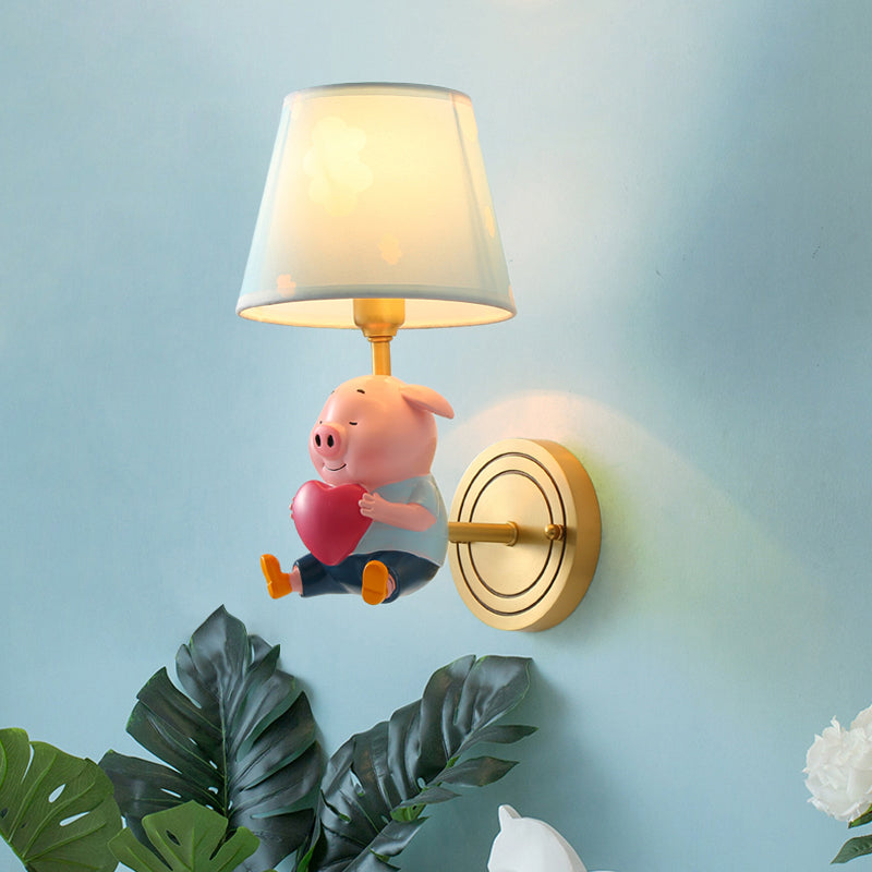 Vivolux | Tapered Shade Wandverlichting Simplicity Roze Wandlamp met Decoratieve Varken