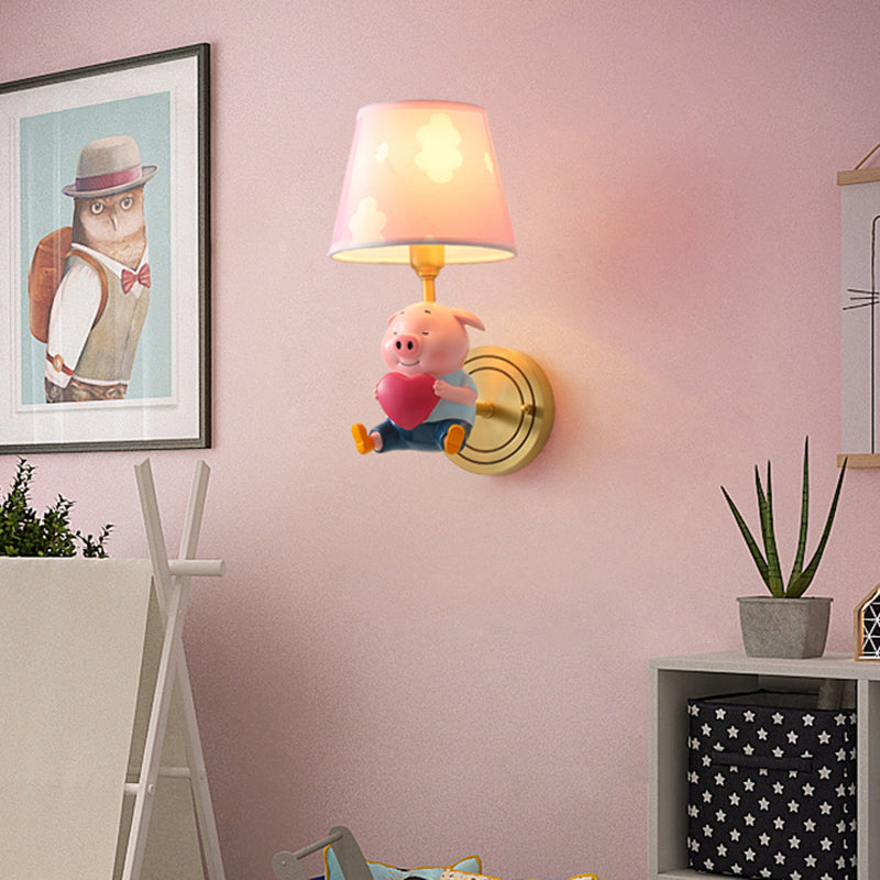 Vivolux | Tapered Shade Wandverlichting Simplicity Roze Wandlamp met Decoratieve Varken