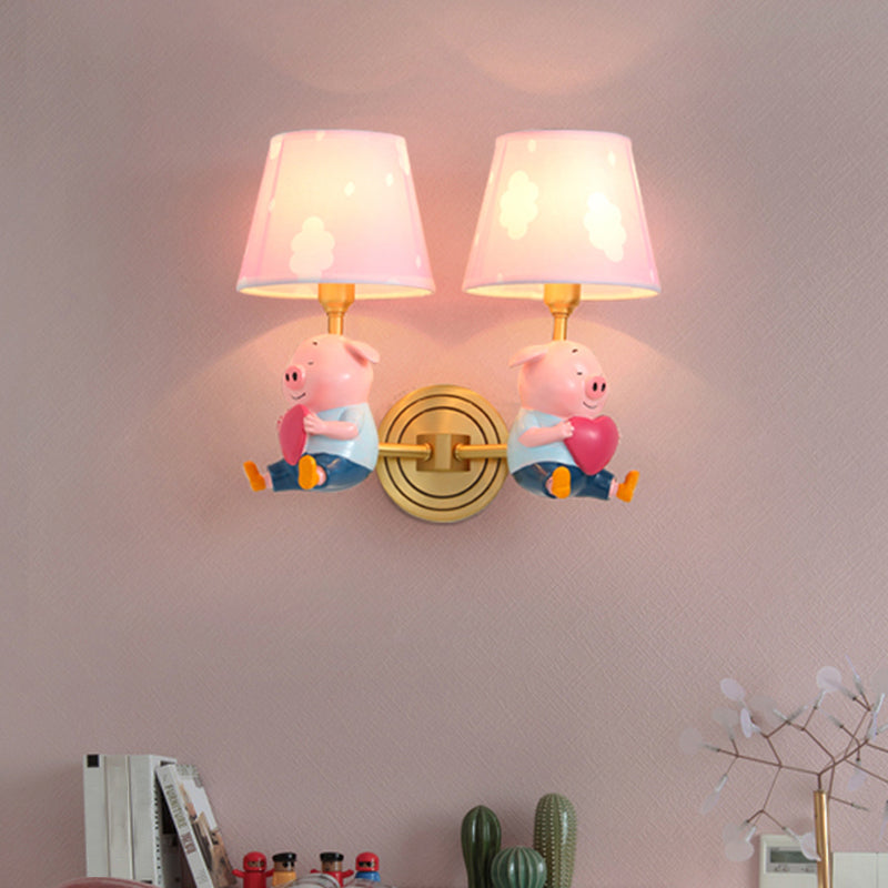 Vivolux | Tapered Shade Wandverlichting Simplicity Roze Wandlamp met Decoratieve Varken