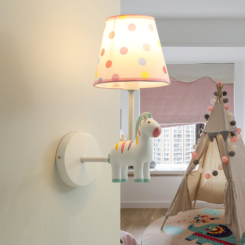 Vivolux | Resin Zebra Wandlamp Kinderstijl Enkele Wandlicht Fitting met Empire Shade voor Kinderkamer