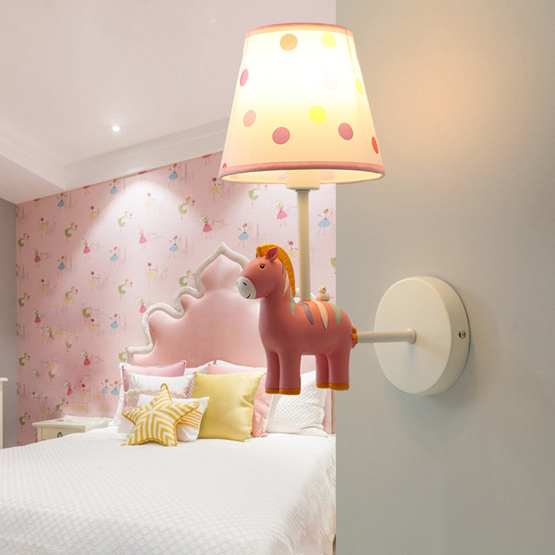Vivolux | Resin Zebra Wandlamp Kinderstijl Enkele Wandlicht Fitting met Empire Shade voor Kinderkamer