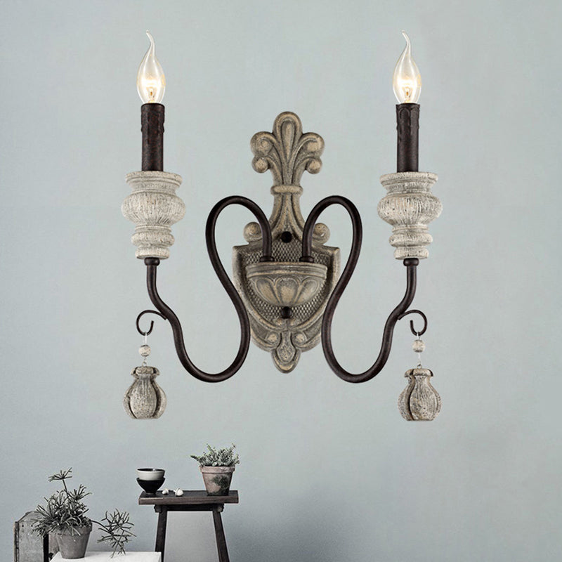 Vivolux | Resin Kandelaar Wandlamp Retro Stijl Woonkamer Wandlamp Fixture met Gebogen Arm in Zwart-Goud