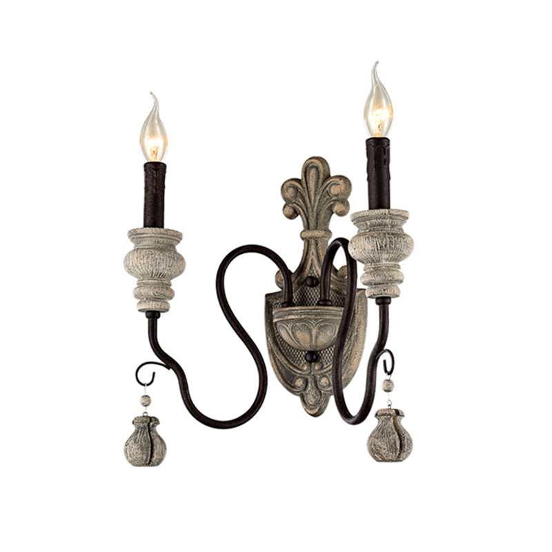 Vivolux | Resin Kandelaar Wandlamp Retro Stijl Woonkamer Wandlamp Fixture met Gebogen Arm in Zwart-Goud