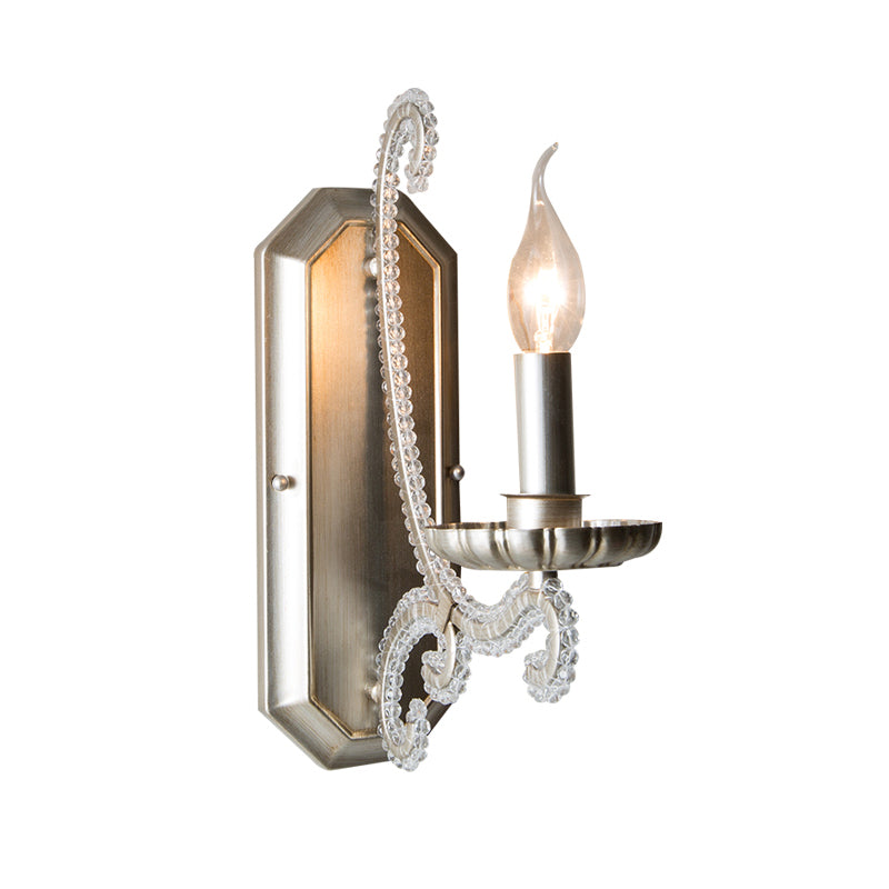 Vivolux | Vintage Kandelaar Wandmontage Licht Metalen Wandlamp Fixture met Kristallen Beadarm