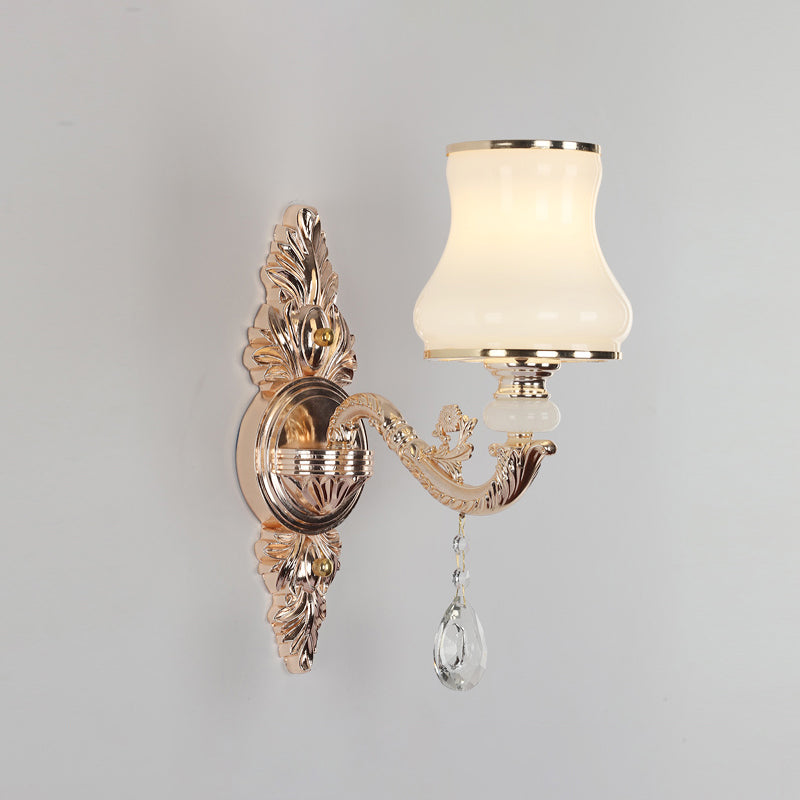 Vivolux | Tapered Textured Glass Wandlamp Vintage Gang Wandmontage Lamp met Crystal Draping in Goud