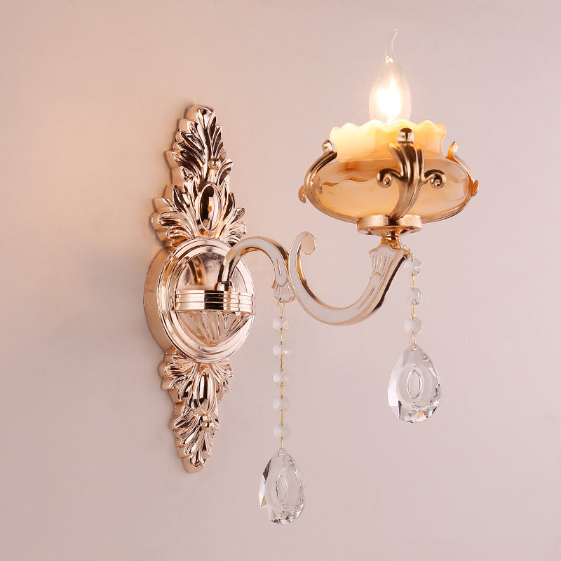 Vivolux | Retro Bud Wandlamp Rimpelglas Wandverlichting met Kristal Draperen in Verouderd Zink