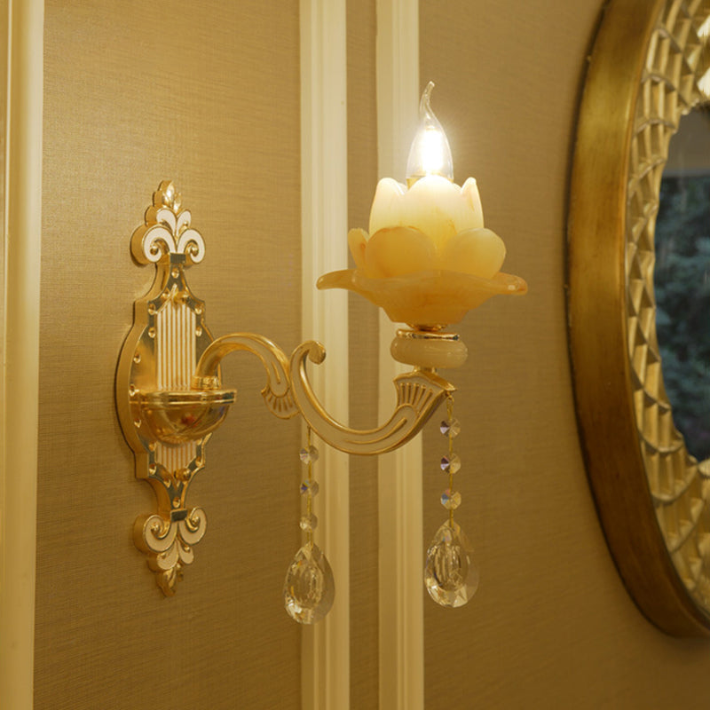 Vivolux | Ruffle Jade Wandleuchte Retro-Stil Wohnzimmer Wandlicht mit Kristallakzent in Gold