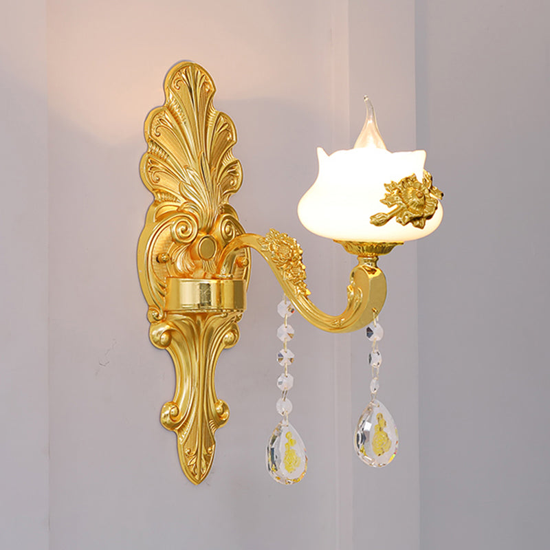 Vivolux | Verwitterte Zinkbeschattete Wandleuchte Vintage Imitations-Jade Flur Wandleuchte mit Kristallakzent