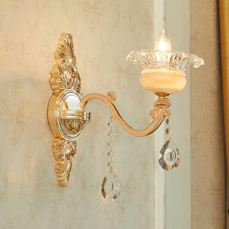 Vivolux | Verwitterte Zinkbeschattete Wandleuchte Vintage Imitations-Jade Flur Wandleuchte mit Kristallakzent