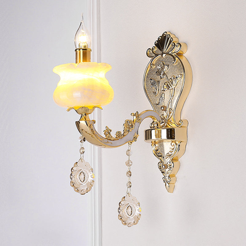 Vivolux | Verwitterte Zinkbeschattete Wandleuchte Vintage Imitations-Jade Flur Wandleuchte mit Kristallakzent