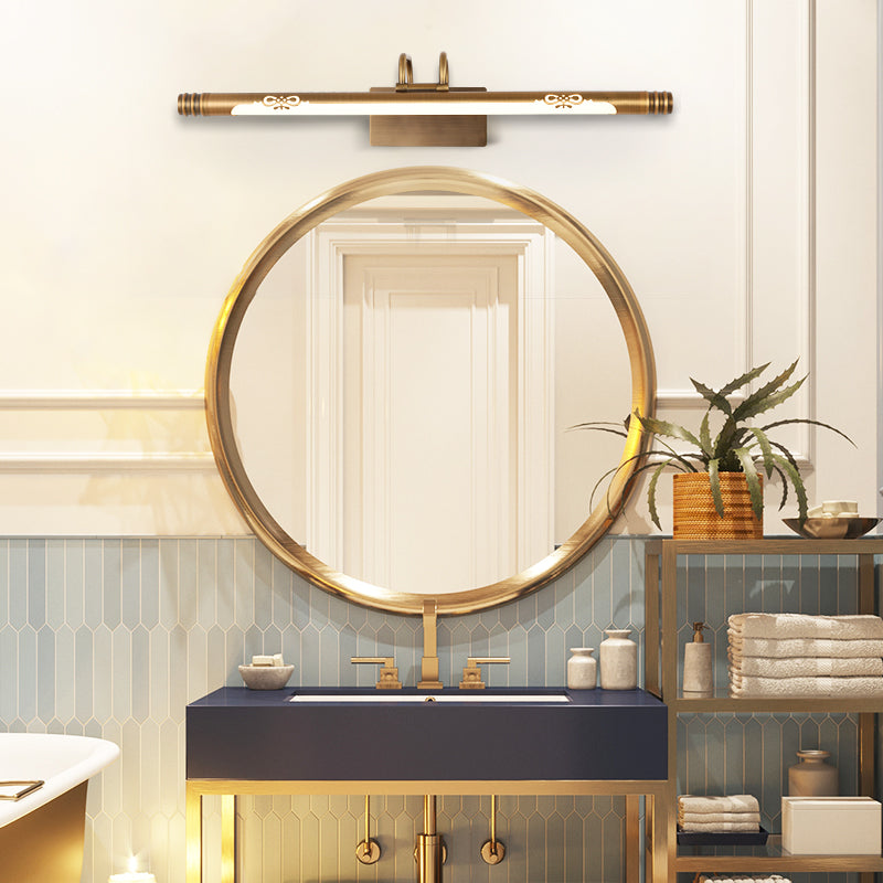 Vivolux | Tube Badezimmer Vanity Licht Klassisch Metall LED Bronze/Messing Wandlampe in Weiß/Warm Licht, 21"/26"/29" B