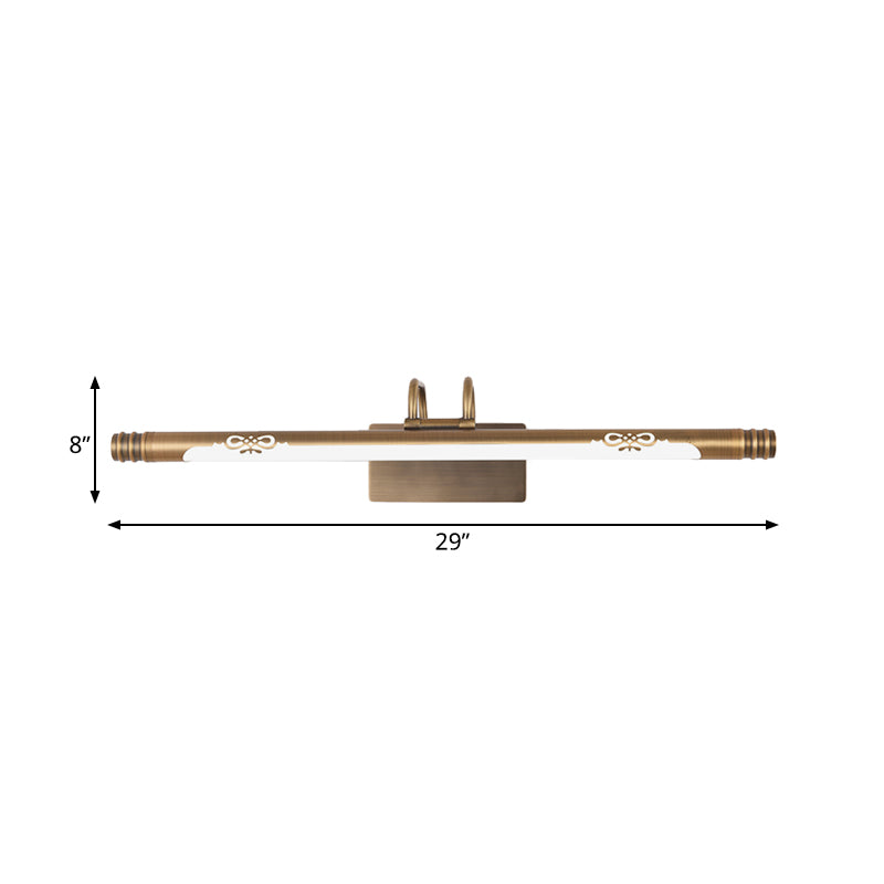Vivolux | Tube Badezimmer Vanity Licht Klassisch Metall LED Bronze/Messing Wandlampe in Weiß/Warm Licht, 21"/26"/29" B