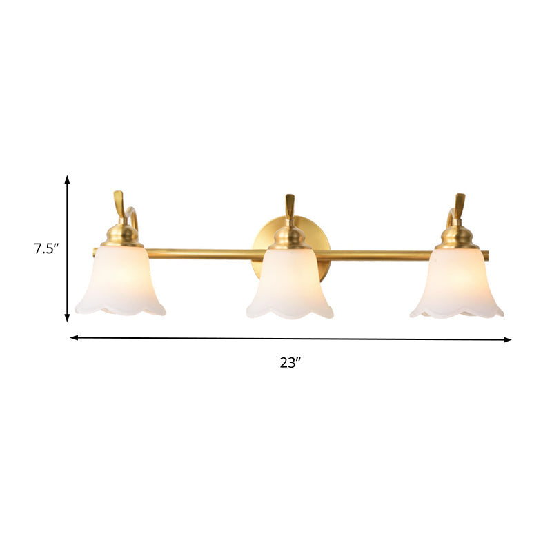 Vivolux | Traditionele Uitlopende Wandlamp 2/3 Lichten Witte Glazen Muur Gemonteerde Vanity Licht in Goud voor Badkamer