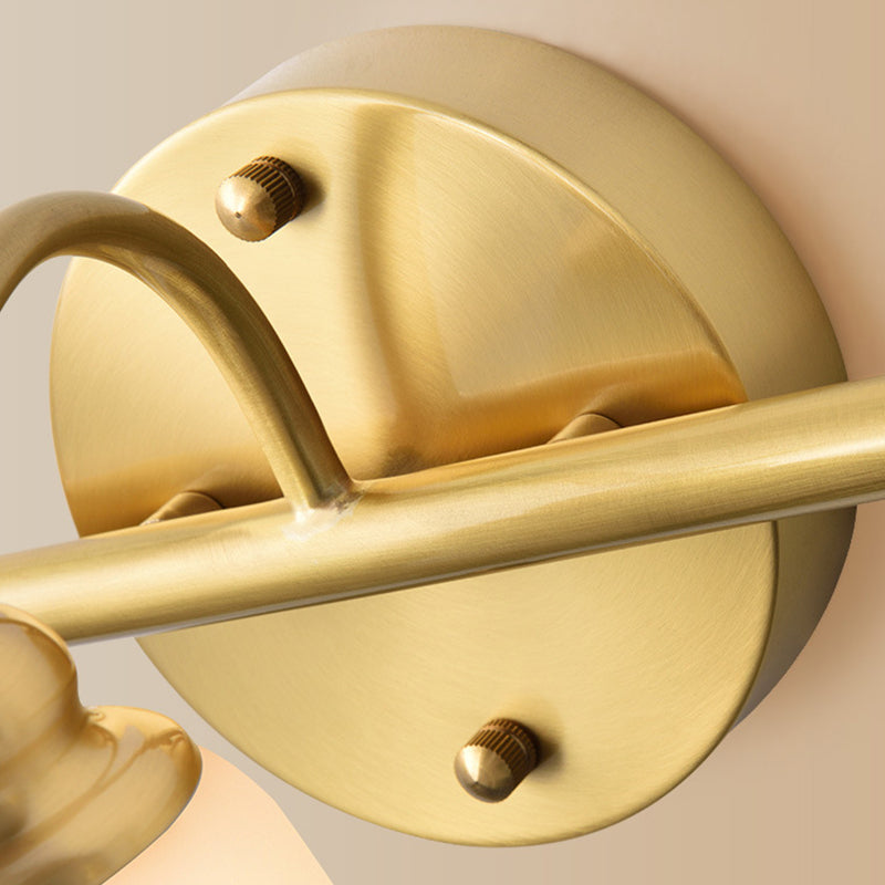 Vivolux | Traditionele Uitlopende Wandlamp 2/3 Lichten Witte Glazen Muur Gemonteerde Vanity Licht in Goud voor Badkamer