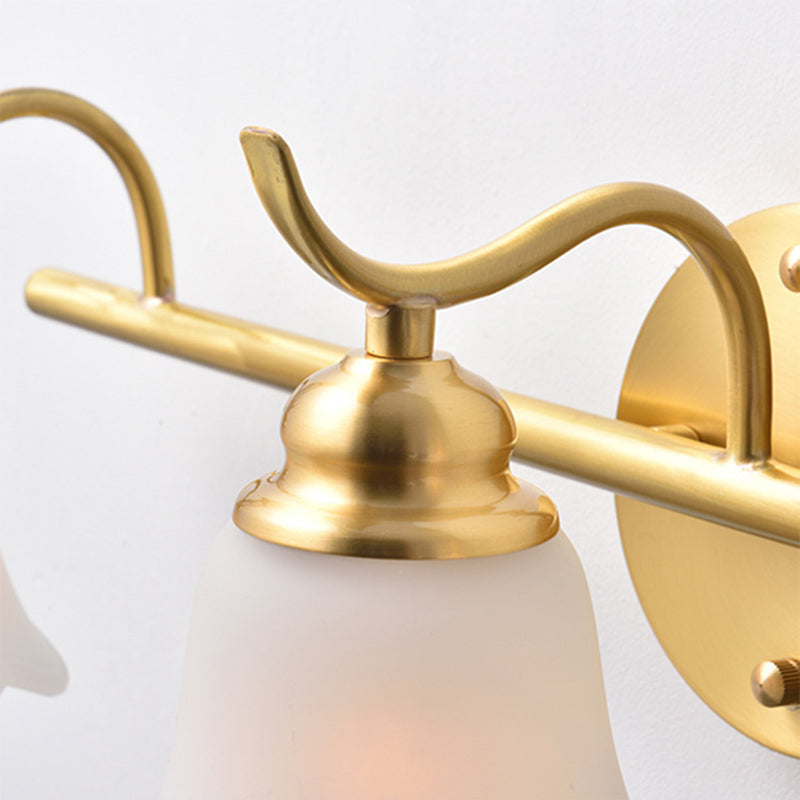 Vivolux | Traditionele Uitlopende Wandlamp 2/3 Lichten Witte Glazen Muur Gemonteerde Vanity Licht in Goud voor Badkamer