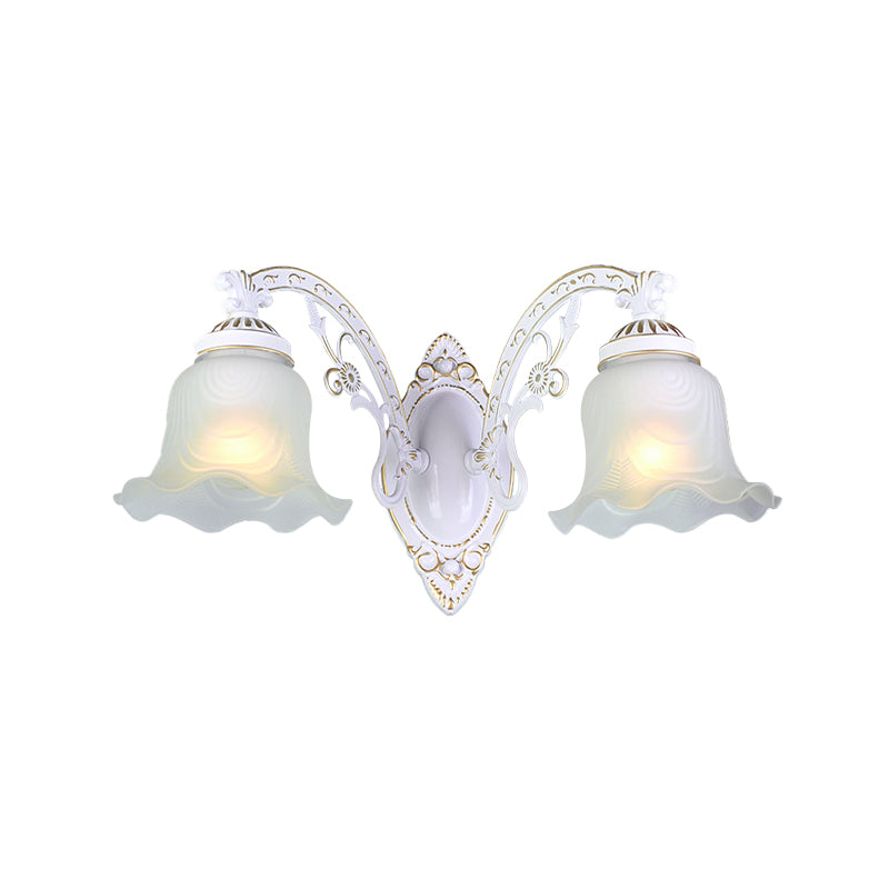 Vivolux | Schwarz/Weiße Blüte Wand Sconce Beleuchtung Traditionelle Metall 1/2-Licht Wohnzimmer Sconce Licht mit Mattglas-Schirm