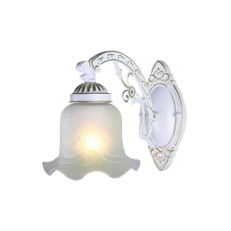 Vivolux | Schwarz/Weiße Blüte Wand Sconce Beleuchtung Traditionelle Metall 1/2-Licht Wohnzimmer Sconce Licht mit Mattglas-Schirm