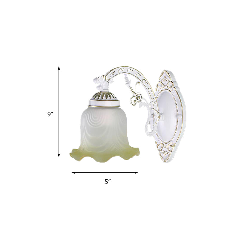 Vivolux | Schwarz/Weiß scalloped Wandleuchte Retro frosted Glas Schirm 1/2-Licht Esszimmer Wandlampe mit gebogenem Arm