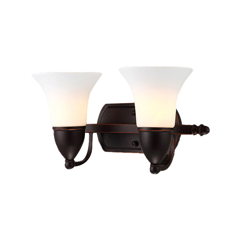 Vivolux | Rood Bruin Bel Wandlamp Verlichting Traditioneel Metaal 1/2-Licht Woonkamer Wandlamp met Frosted Glazen Kap