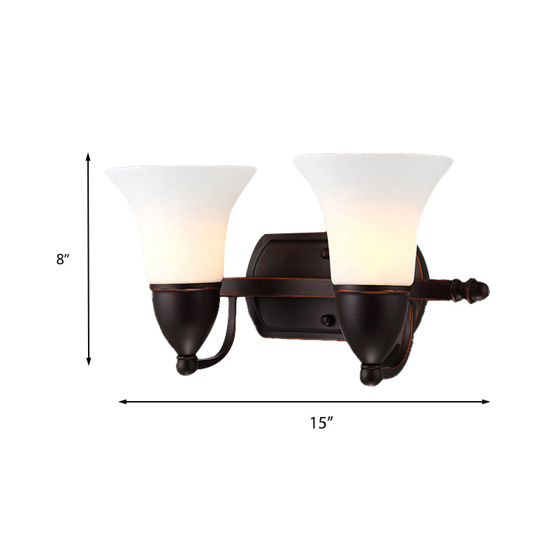 Vivolux | Rood Bruin Bel Wandlamp Verlichting Traditioneel Metaal 1/2-Licht Woonkamer Wandlamp met Frosted Glazen Kap
