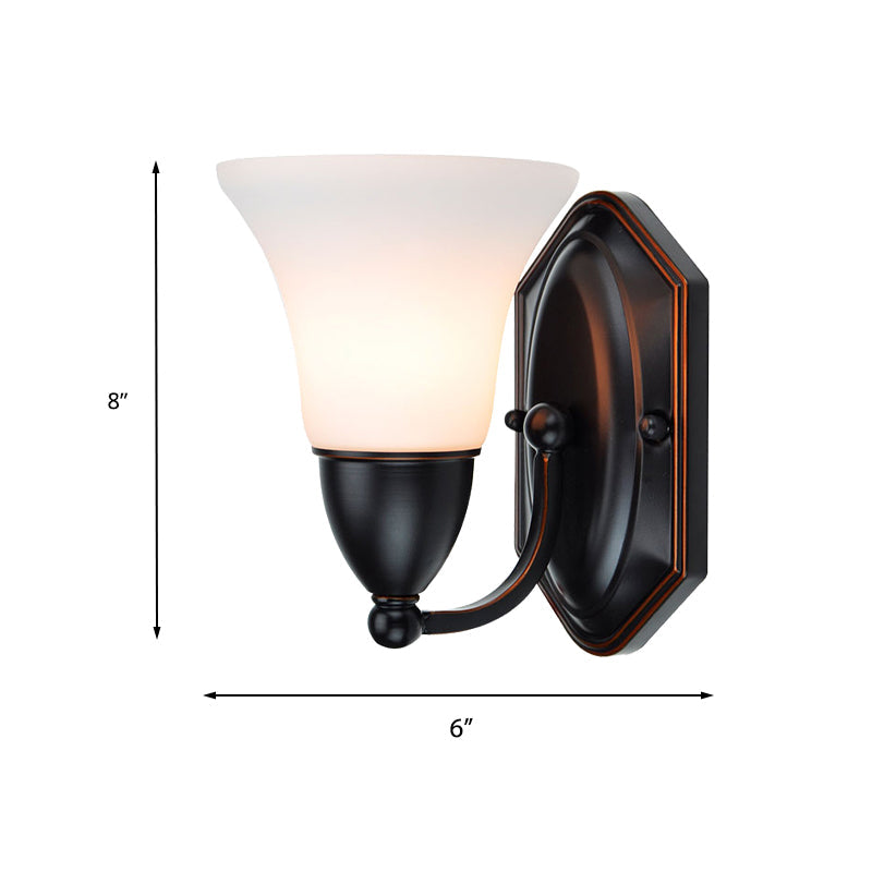 Vivolux | Rood Bruin Bel Wandlamp Verlichting Traditioneel Metaal 1/2-Licht Woonkamer Wandlamp met Frosted Glazen Kap