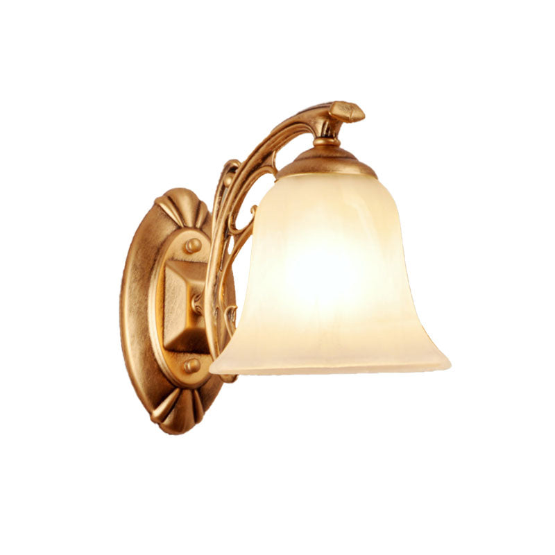 Vivolux | Gold Bell Wandlamp Verlichting Traditioneel Metaal 1-Lichts Woonkamer Wandlamp met Gesluierde Glazen Kap