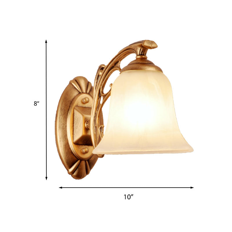 Vivolux | Gold Bell Wandlamp Verlichting Traditioneel Metaal 1-Lichts Woonkamer Wandlamp met Gesluierde Glazen Kap