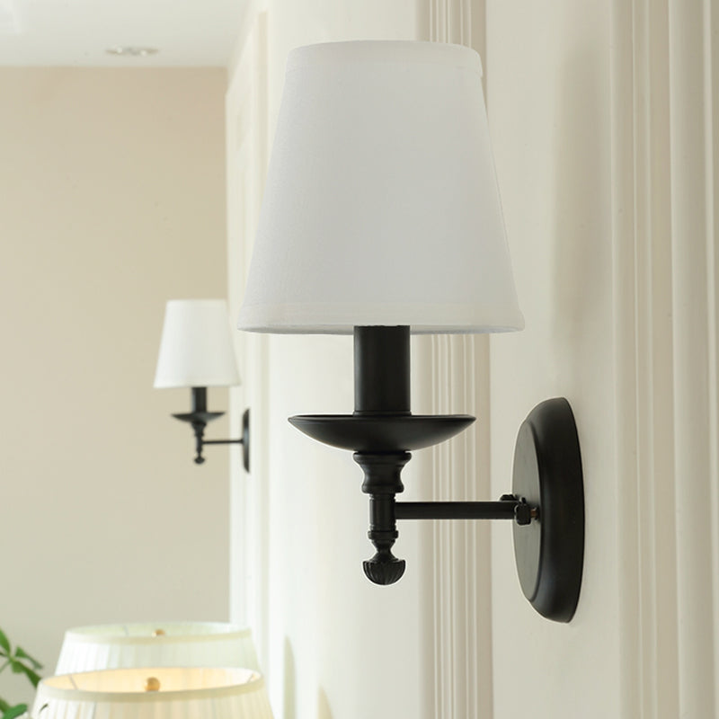 Vivolux | 1 Kopf Wandleuchte Simplicity Kerzenhalter Metall Wandlicht mit Eimer Stoffschirm in Weiß