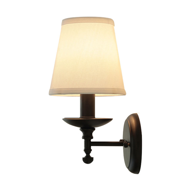 Vivolux | 1 Kopf Wandleuchte Simplicity Kerzenhalter Metall Wandlicht mit Eimer Stoffschirm in Weiß
