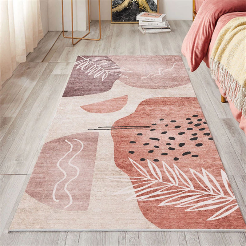 Vivolux | Nordic slaapkamer tapijt meerkleurig botanic kleurblok druk tapijt polyester wasbaar antislip huisdier-vriendelijk tapijt