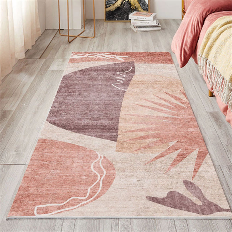 Vivolux | Nordic slaapkamer tapijt meerkleurig botanic kleurblok druk tapijt polyester wasbaar antislip huisdier-vriendelijk tapijt