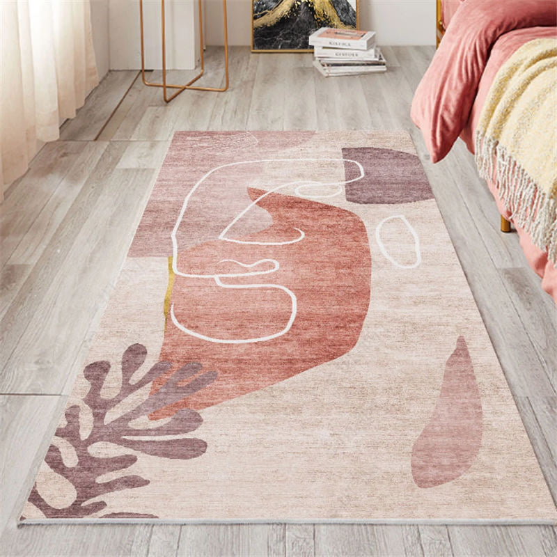 Vivolux | Nordic slaapkamer tapijt meerkleurig botanic kleurblok druk tapijt polyester wasbaar antislip huisdier-vriendelijk tapijt