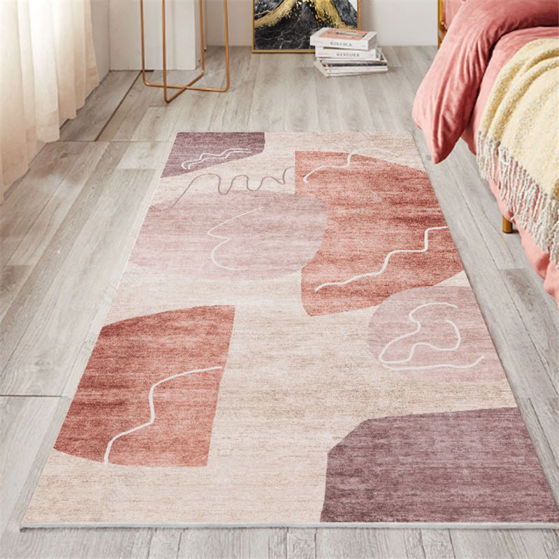 Vivolux | Nordic slaapkamer tapijt meerkleurig botanic kleurblok druk tapijt polyester wasbaar antislip huisdier-vriendelijk tapijt