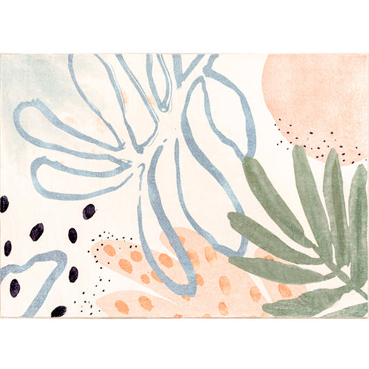 Vivolux | Nordic Palm Leaf Drawing Tapijt Wit Polypropeen Tapijt Huisdiervriendelijk Vlekbestendig Antislip Achterkant Tapijt voor Meisjeskamer