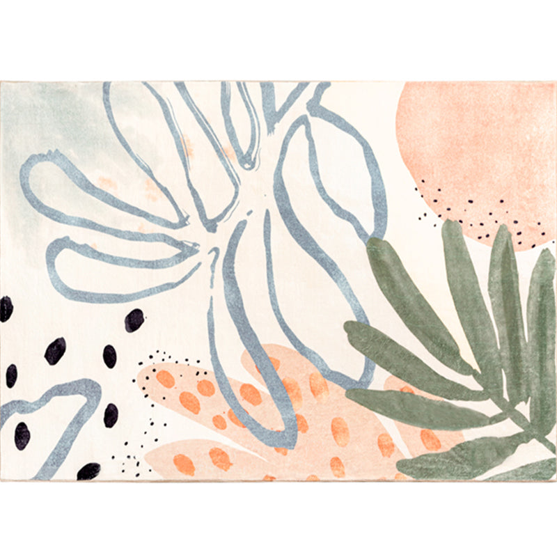 Vivolux | Nordic Palm Leaf Drawing Tapijt Wit Polypropeen Tapijt Huisdiervriendelijk Vlekbestendig Antislip Achterkant Tapijt voor Meisjeskamer