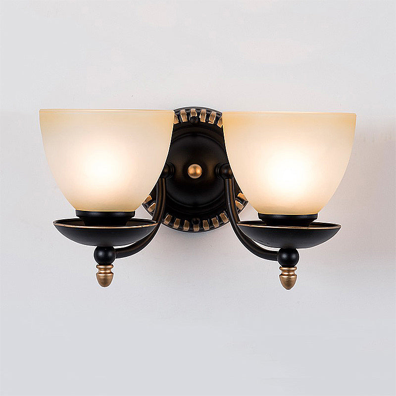 Vivolux | Schwarz 1/2-Licht Wandleuchte Retro Frosted Glass Bowl Shade Wandlampe für Esszimmer